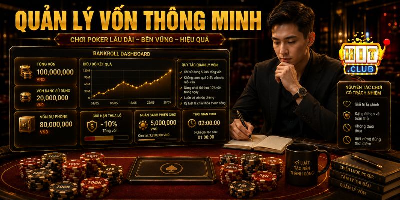 Nhớ quản lý vốn khi chơi poker HITCLUB